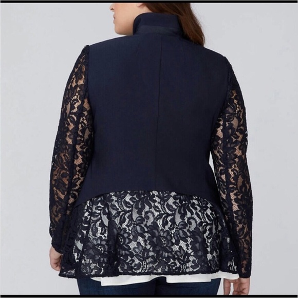Lane Bryant Lace Detail Blue Blazer EUC Size 22 - Picture 6 of 7